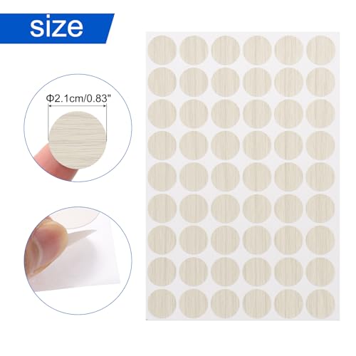 uxcell 7 Sheets/378PCS Self Adhesive Screw Hole Stickers, 2.1cm/0.83" PVC Screw Hole Covers Hole Stickers for Furniture Wood Cabinet Wall, White Texture by uxcell - Image 2