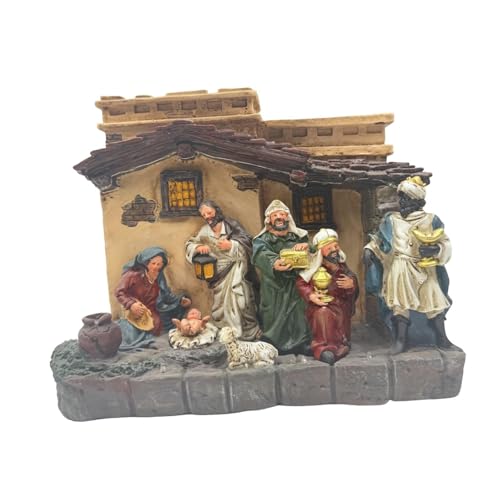 LeeQinersw Weihnachtskrippe mit Jesusmotiv, Beleuchtung Und Musik
