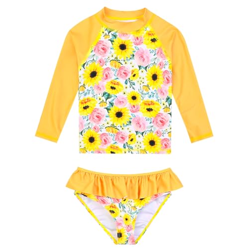 Image of QPANCY Girls Rash Guard Swimwear Swimsuit Bathing Suits UPF 50+ Sun Protection