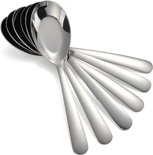 Suppenlöffel Edelstahl Suppenlöffel 6er Set Langer Griff Abendessen Löffel Silber Asiatischer Suppenlöffel für Ramen Thai Miso (SP03)