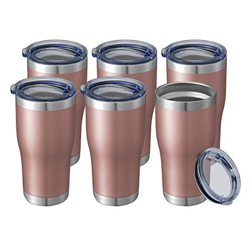Image of HASLE OUTFITTERS 20 oz Tumbler Bulk, Stainless Steel Tumblers with Lid, Vacuum Insulated Tumbler, Double Wall Tumbler Cup, coffee mugs, Rose Gold, 6 Pack