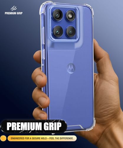 Image of WOW IMAGINE Ultra-Hybrid Crystal Clear Back Case for Motorola Moto Edge 60 Pro | Shockproof Design | Camera Protection Bump | Hard Clear Mobile Back Cover with Cushioned Edges - Transparent