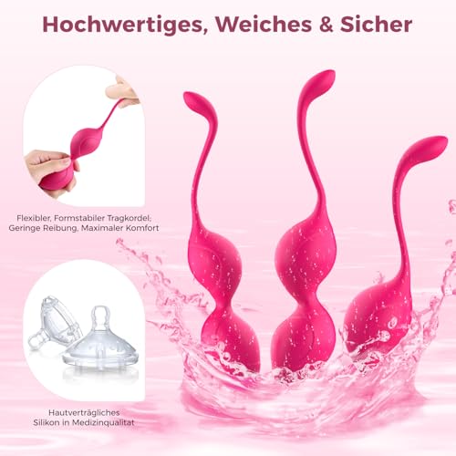 Allmay Liebeskugeln Beckenboden Trainingskugeln, Allmay Silikon Kegel Balls 3er Set Beckenbodentraining, Beckenbodentrainer Vaginalmuskulatur Training, Blasenkontrolle, Sextraining Sexspielzeug für F