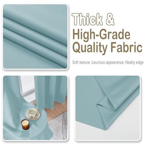Image of Aqua Short Blackout Curtains for Bedroom 54 Inches Long 2 Panels, Modern Window Treatment Solid Thermal Insulated Curtains for Living Room, Dual Rod Pocket Blackout Drapes, 2x40Wx54L Inches
