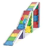 MAGNA-TILES® Rail Racers Deluxe 90-częściowy magnetyczny zestaw konstrukcyjny, oryginalna marka magnetyczna