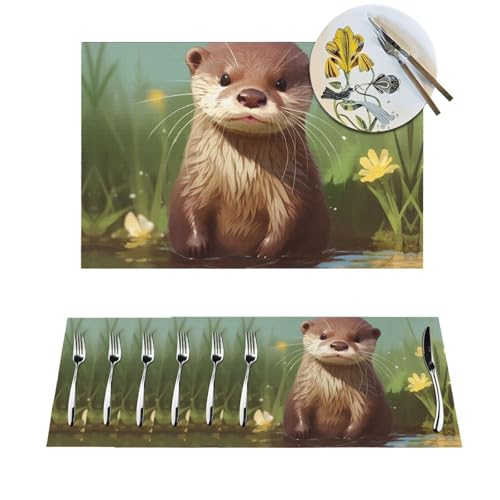 Set de table PVC motif loutre (lot de 4) antidérapant et résistant à la chaleur