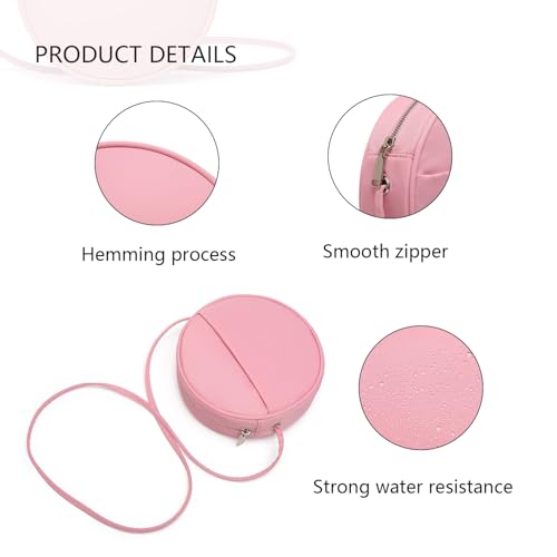 Image of Circle Crossbody Bag for Women NYLON Circle Purse with Zipper Adjustable Knot Shoulder Straps