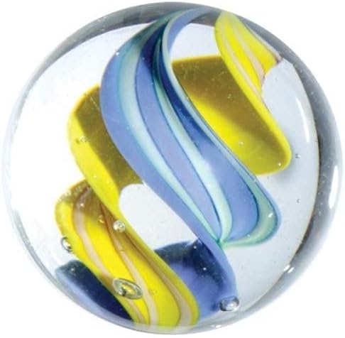 Miniatura 3 de HELTER SKELTER - Juego de 3 canicas de cristal hechas a mano de 0.630 in, transparente, azul, amarillo, rosa, naranja, ojo de gato, decoración del