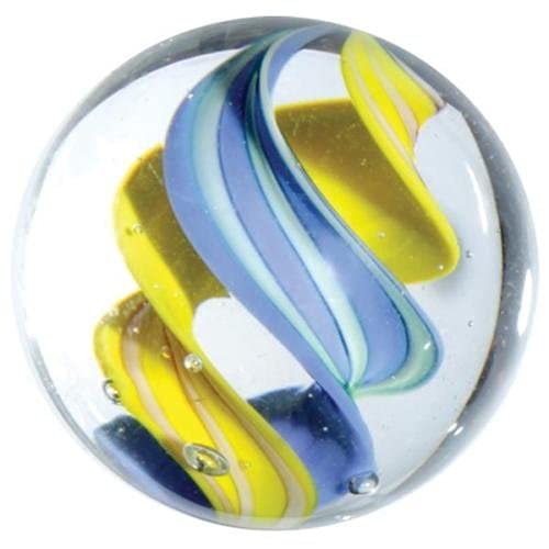 Big Game Toys ~Set of 3 HELTER SKELTER 16mm Handmade Art Glass Marbles Clear/Blue/Yellow/Pink/Orange Swirl Cat's Eye Home Decor/vase Filler/Aquarium - Image 3