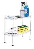 Internet's Best 2-Tier Mini Wire Utility Shelving - Chrome - Small Shelf - Adjustable Rack Unit -...