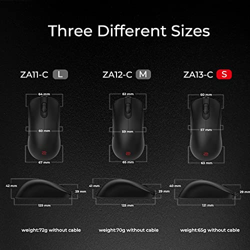 ZOWIE ZA13-C Mouse da gaming simmetrico per eSports | Peso ridotto | Cavo in paracord | Senza driver | Dimensione Piccolo - Mouse gaming - Immagine 2