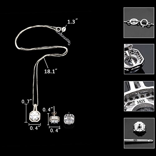 EleQueen 925 Sterling Silver Cubic Zirconia Jewelry Set for Women,Bridal Pendant Necklace Earrings Bracelet Ring Set Jewelry Gifts for Wedding Valentine's Day/Mother's Day/Christmas - Image 5
