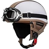 Casco Jet De Verano, Casco De Motocicleta Retro Aprobado Dot, Casco Jet, Casco De Media Carcasa De Estilo Alemán, Casco De Scooter De Media Cara Vintage para Hombres Y Mujeres B,M=56~57CM