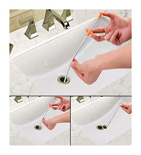 Herramienta de desatascado para tuberías en espiral - 60 a 250 cm, desatascador de desagües para fregadero y alcantarilla, herramienta de limpieza con gancho (Color: 90 cm - 35 pulgadas) miniatura 4