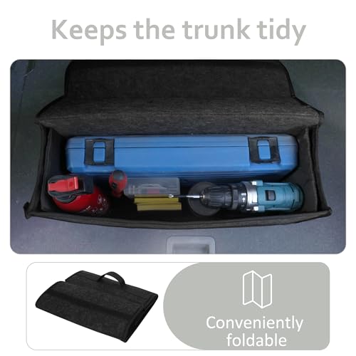 Einesin Auto Kofferraumtasche aus Filz mit Klett Fixierung Kfz Kofferraum Organizer Tasche, Filz Auto box kofferraumtasche Toolbag - Geeignet für alle Fahrzeuge