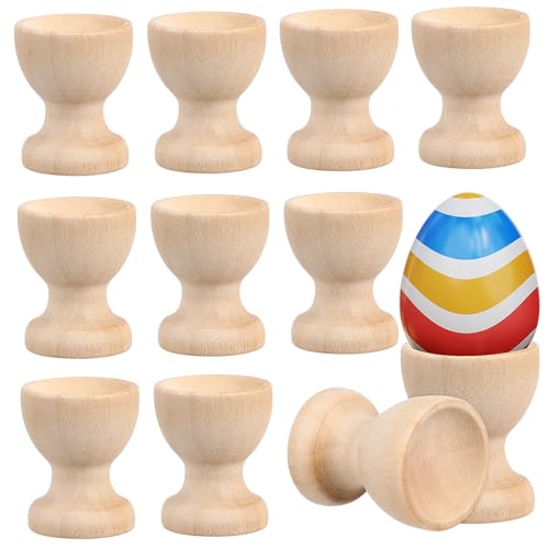 BRIGHTFUFU 24Pcs Wooden Egg Holders Egg Storage Cups for Boiled Eggs Chic Design for Home Dining Special Occasions Impact Resistant Wooden Egg Containers