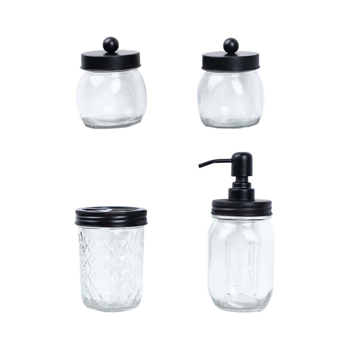 Kit de Vaso Portacepillos de Dientes de Vidrio Negro, para Baño