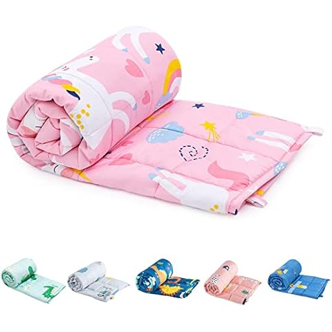 Sivio Weighted Blanket | 36"x 48" 5lbs | 100% Cotton & Premium Glass Beads | Heavy Cool Weight for Hot & Cold| Pink Unicorn Cover