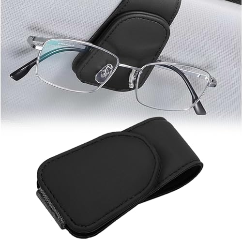 2 Pièces Porte Lunettes Pour Voiture, Porte-Lunettes En Cuir Pour Voiture Cintre De Lunettes En Cuir Et Clip Utilisees Noir 97627932