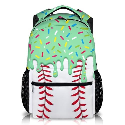 GiftRomance Kids Backpack Baseball Drip School Backpacks Bookbag for Boys Girls Ice Cream Baseball Backpacks for Travel Sports School Kindergarten