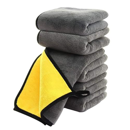 acatana Premium Microfiber Cleaning Cloth Double-Sided Cloth Ultra Soft 800GSM Super Absorbent Lint & Scratch Free Quick Drying Perfect for Car Detailing, Glass, Kitchen & Home (6 PCS, 30 × 40 cm)