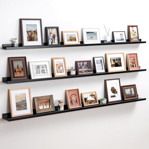 Image of Genuine Decor 72 Inch Black Long Floating Wall Shelf, Extra Large Wall Shelf