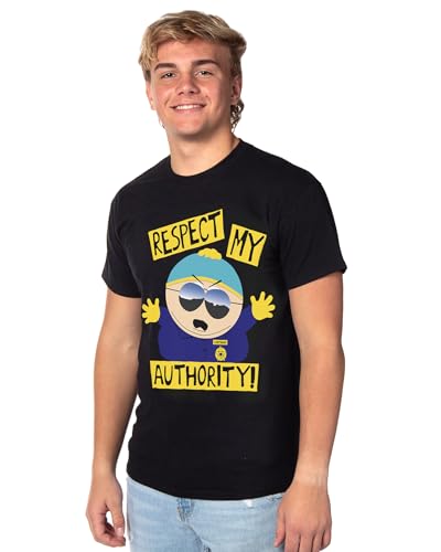South Park Shirt Men's Eric Cartman Respect My Authority Adult Short Sleeve Graphic Tee for Men and Women