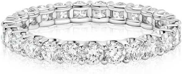 14K Gold Lab Created Diamond Eternity Band for Women – Round Lab Grown Diamonds F-G Color VS Clarity, Luxury Eternity Wedding Band Ring, Anniversary Promise Ring Jewelry