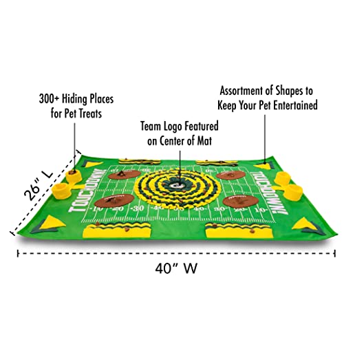 Image of NFL Green Bay Packers Dog Snuffle Mat - Interactive Pet Slow Feeder, Football Field Design Food Puzzle Toy for Dogs & Cats, Foraging Activity Mat for Smarter Feeding