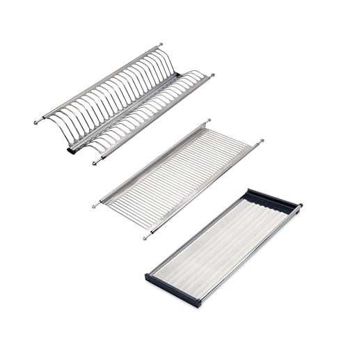 EMUCA - Escurreplatos para módulos Altos Drynox, Escurridor de Platos y Vasos para Muebles de Cocina, Anchura Interior módulo 635-685 mm, Acero, Cromado