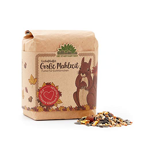 Die Stadtgärtner - Große Mahlzeit 1L I Eichhörnchen-Futter I Enthält Haselnüsse, Walnüsse, Hagebutten, Rosinen & Zedernüsse I Natürliche Tiernahrung für Eichhörnchen Cover