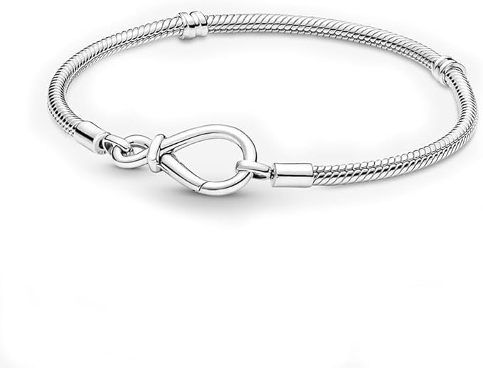 LNQOBU 925 Sterling Silver Snake Chain Bracelet Glossy Women Charm Bracelets for Mother's Day Gift(With one Spacer Beads)3