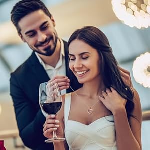 Iefil Rose Heart Necklaces Gifts for Women 925 Sterling Silver Heart Initial Necklace Anniversary Birthday Gifts for Women Jewelry Gifts for Women Wife Wife Girlfriend Mom