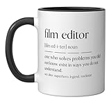 Funny Film Editor Noun Video Editor Ceramic Mug, Black/White