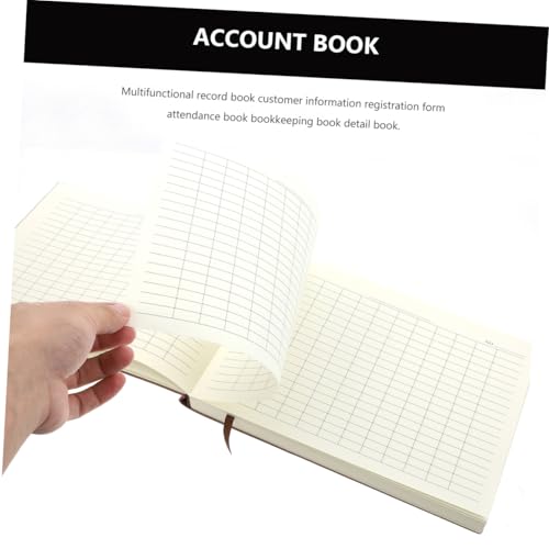 Cahier de comptabilité horizontal avec pages structurées et couverture similicuir