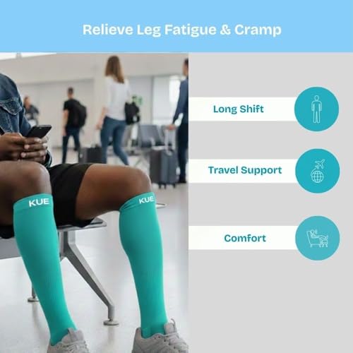Image of KUE Compression Socks for Men & Women | Medical & Sports Support | Improves Blood Circulation, Joint Pain Relief | UV Sun Protection, Moisture-Wicking | Running, Football & Gym