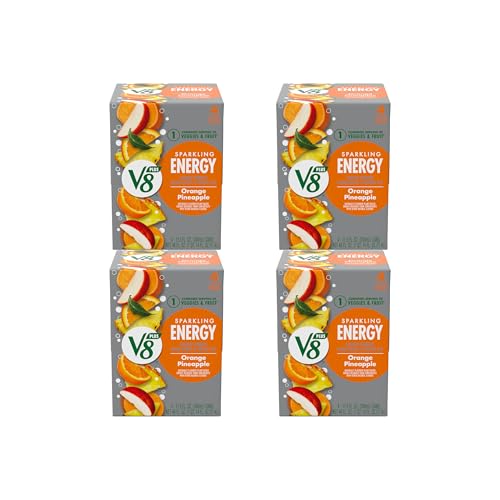 Image of V8 +Energy Sparkling Orange Pineapple Juice Energy Drink, 11.5 fl oz Can (Pack of 16)