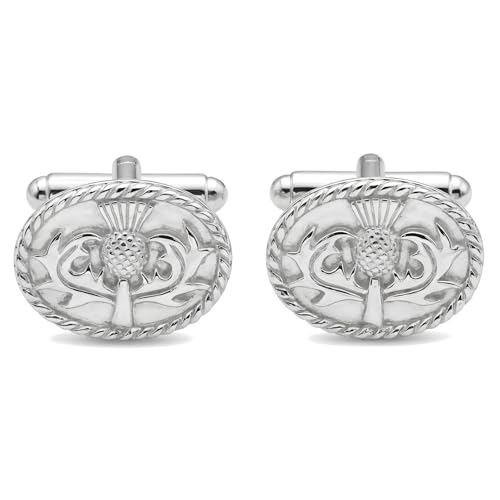 Alexander Castle Sterling Silver Scottish Thistle Cufflinks with Jewelry Gift