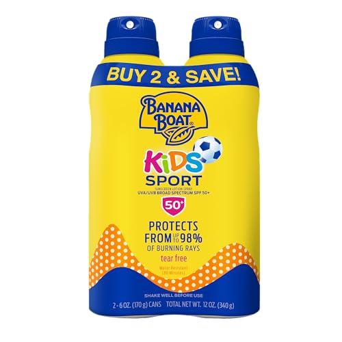 Banana Boat Sport Kids Sunscreen Spray SPF 50, Twin Pack | Spray Sunscreen for Kids, Childrens...