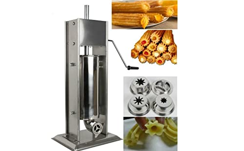 TX® Churreras Churros Filler Maker Machine Stainless Steel Commercial Manual Spanish Churro Maker Doughnut Machine with 1 solid mould 2 hollow abrasives and 1handle (15L/33LB)
