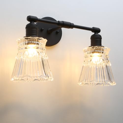 Image of Pathson 2 Lights Wall Sconce with Handmade Heavy Crafted Glass Shade, Hardwired Wall Vanity Light, Modern Wall Lamp Fixture for Living Room Bedroom