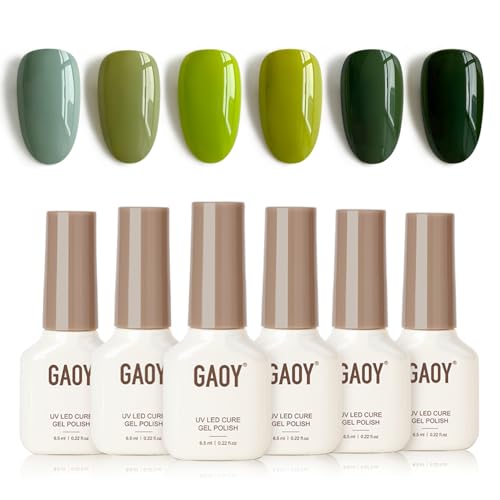 GAOY Jade Green Gel Nail Polish Set Mint Moss and Emerald Shades Gemstone Nail Art Manicure