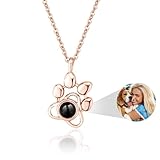 Easycosy Personalized Picture Necklace Projection Necklace with Photo Inside - Customized Dog Paw Pendant Necklace - Christmas Love Memorial Gifts for Dog Lover Girlfriend Wife
