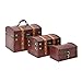 Juvale Treasure Chest Storage Boxes - Dark Brown Wood, Antique Style, Set of 3 - Pirate Chest Decor & Treasure Box for Classroom, Party Decorations & Kids Toy Organization