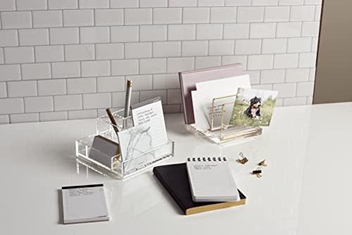 Russell+Hazel Acrylic Collator, Clear And Gold, Office Supplies, With Coordinated Magnets, 6" X 6” X 4.787” #TOP5