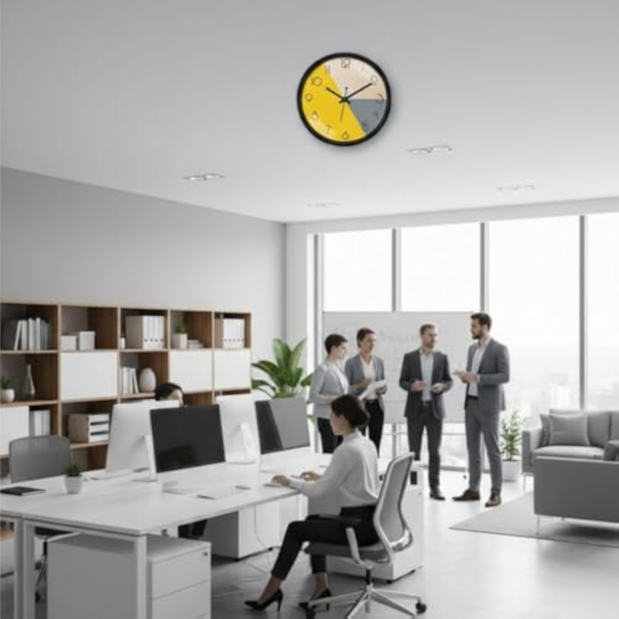 10 Inch Modern Geometric Color Block Wall Clock, Stylish Design