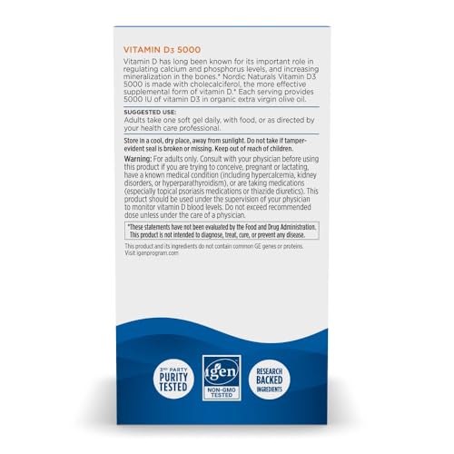 Nordic Naturals Vitamin D3 5000 IU, Non-GMO, Orange - 200 Mini Softgels - image 6