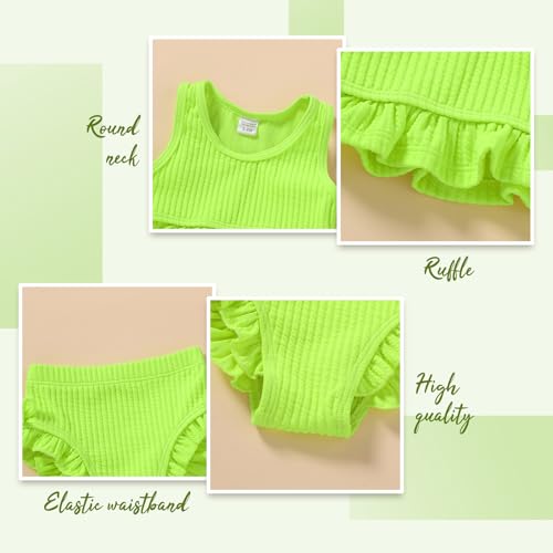 HAPPYMA Baby Swimsuit Toddler Girl Bathing Suit Summer Solid Color Bikini Set Beach Two Piece Swim Wear4