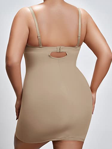 Solid Underwire Shapewear Slips Modelador corporal para mulheres modelador de cint (Color : Khaki, S