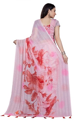 Image of RANI SAAHIBA Women's Printed Chiffon Saree Without Blouse Piece